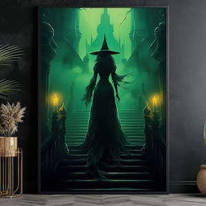 Dark Witch Castle Painting: Halloween Wall Art Print