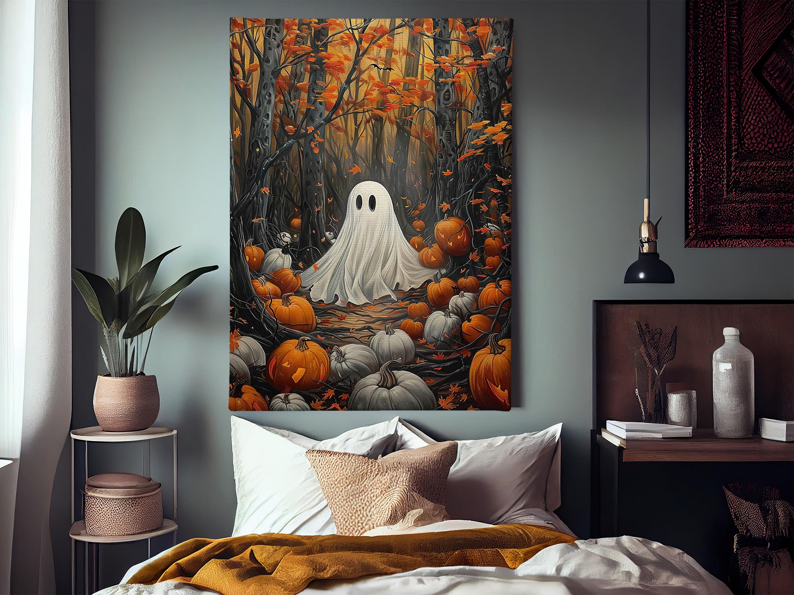 Ghost in Autumn Forest Canvas Print: Halloween Wall Art - Etsy