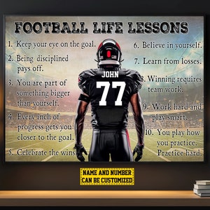 Football Life Lessons Personalized Canvas Print, Football Poster Print, Football Gift For Boy Man