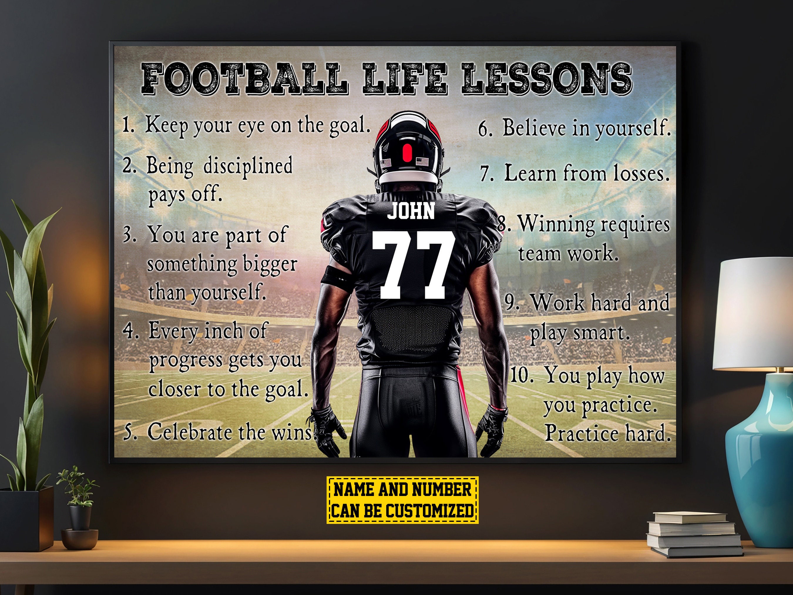 Personalized Football Life Lessons Canvas Print, Motivational Poster - Etsy, image size:2700x2025