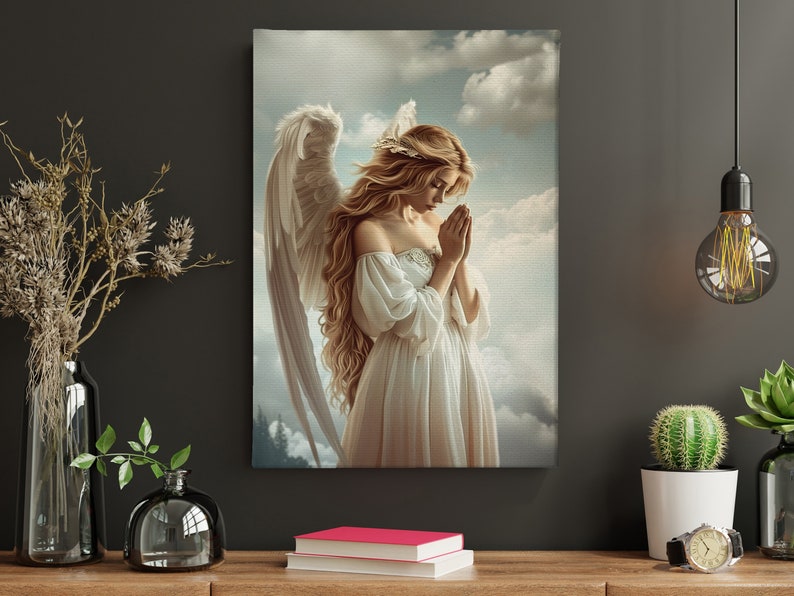 Praying Angel Canvas Print: Faith Poster, Catholic Wall Art - Etsy