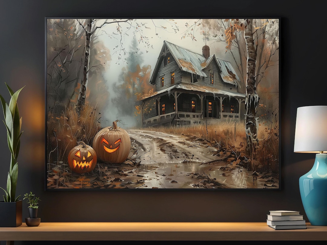 Spooky Haunted House Canvas Print: Halloween Wall Art - Etsy