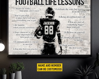 Football Life Lessons Personalized Canvas Print, Football Poster Print, Football Gift For Boy Man