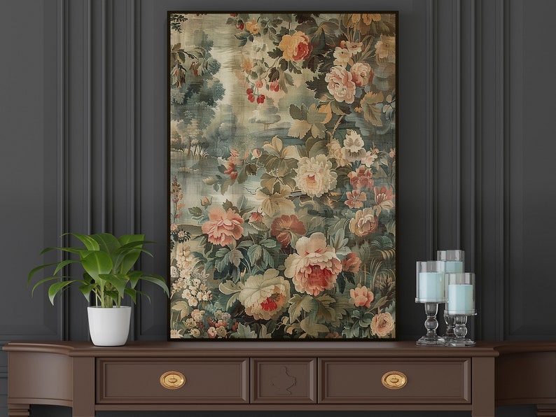 Vintage Wildflower Canvas Print: Retro Cottage Floral Wall Art - Etsy