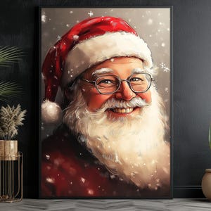 Vintage Santa Portrait Canvas: Christmas Wall Art