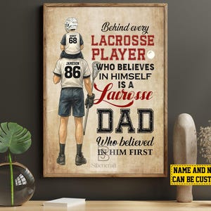 Lacrosse's Dad And Son Personalized Canvas Print, Lacrosse Customized Poster, Lacrosse Gift For Father's Day