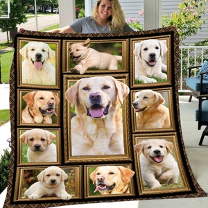 Cute Golden Retriever Dog Throw Fleece Sherpa Blankets - Get Cozy with Barnyard Friends, Decoration For Home
