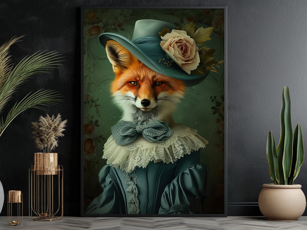 Renaissance Fox Lady Art Print: Gothic Animal Poster - Etsy