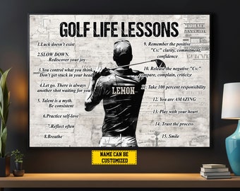 Golf Life Lessons Personalized Canvas Print, Golf Poster Print, Golf Gift For Boy Man