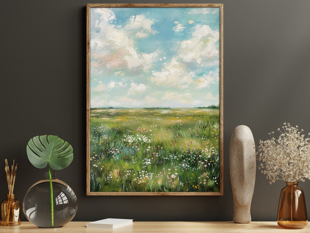 Wildflower Field Canvas Print: Vintage Cottage Flowers Wall Art - Etsy