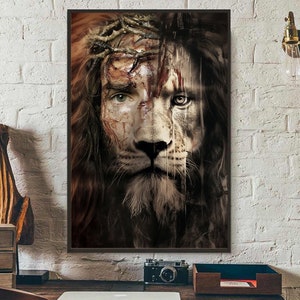Lion Canvas Wall Art Print, Lion Poster Art Decor, Animal Artwork Wall Hanging
