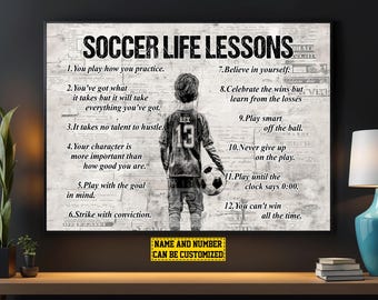 Personalized Soccer Life Lessons Canvas Print: Custom Name & Number