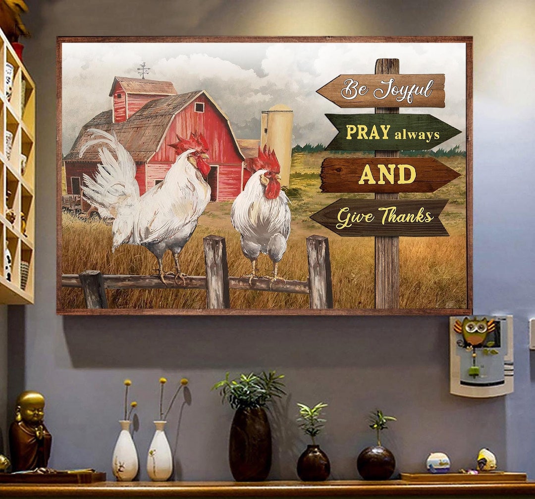 Vintage Farmhouse Canvas Wall Art Print Farm Chicken Poster Etsy