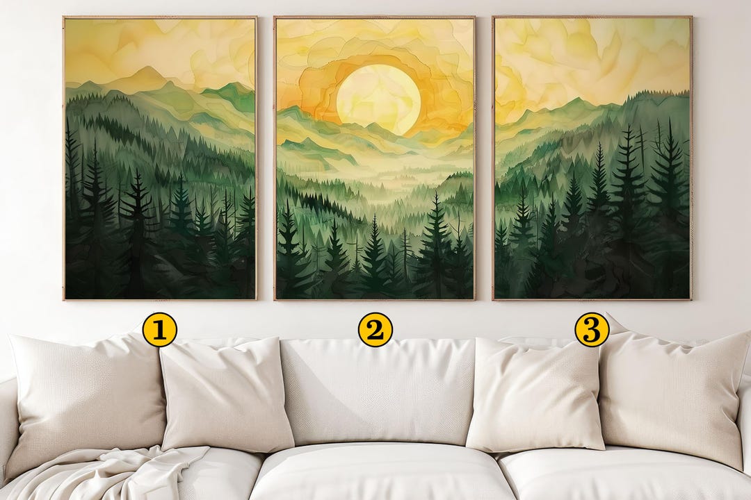 Sunset Mountain Canvas Print Set: Forest Landscape Wall Art - Etsy