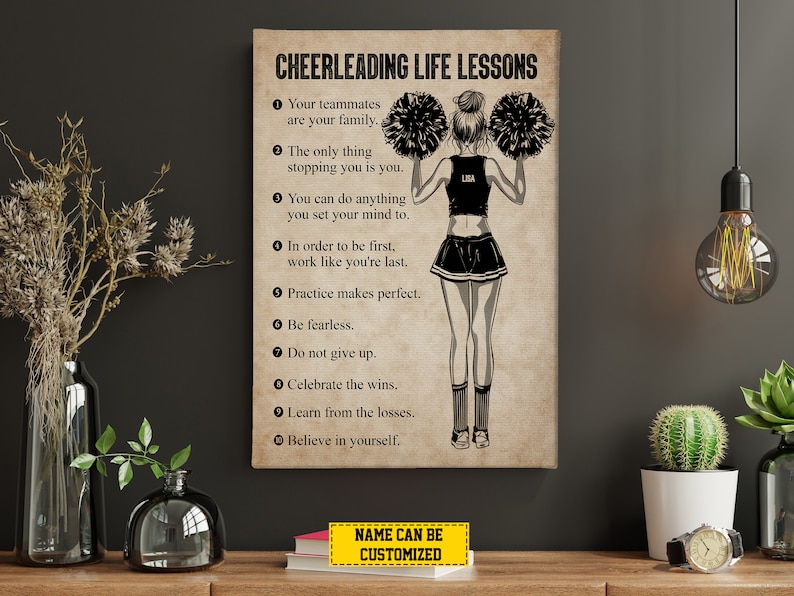 Cheerleading Life Lessons Canvas, Personalized Cheerleader Gift - Etsy