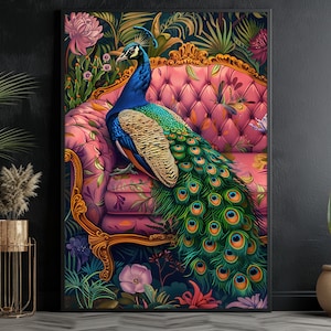 Tropical Peacock Canvas Print: Wild Animal Wall Art