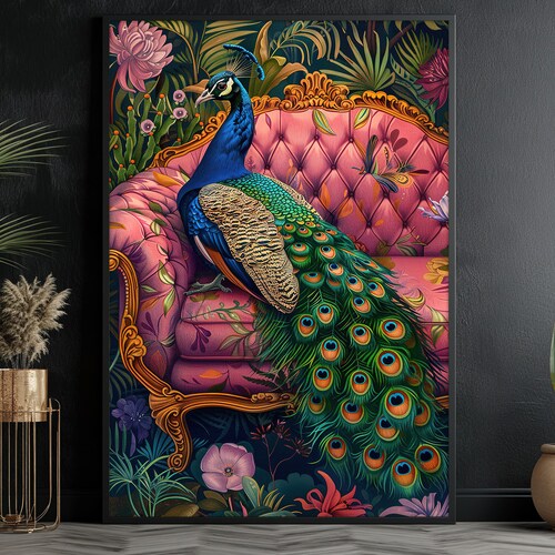 Tropical Peacock Canvas Print: Wild Animal Wall Art