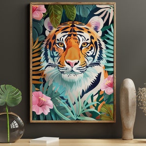 Matisse Tiger and Flowers Print: Vintage Animal Wall Art