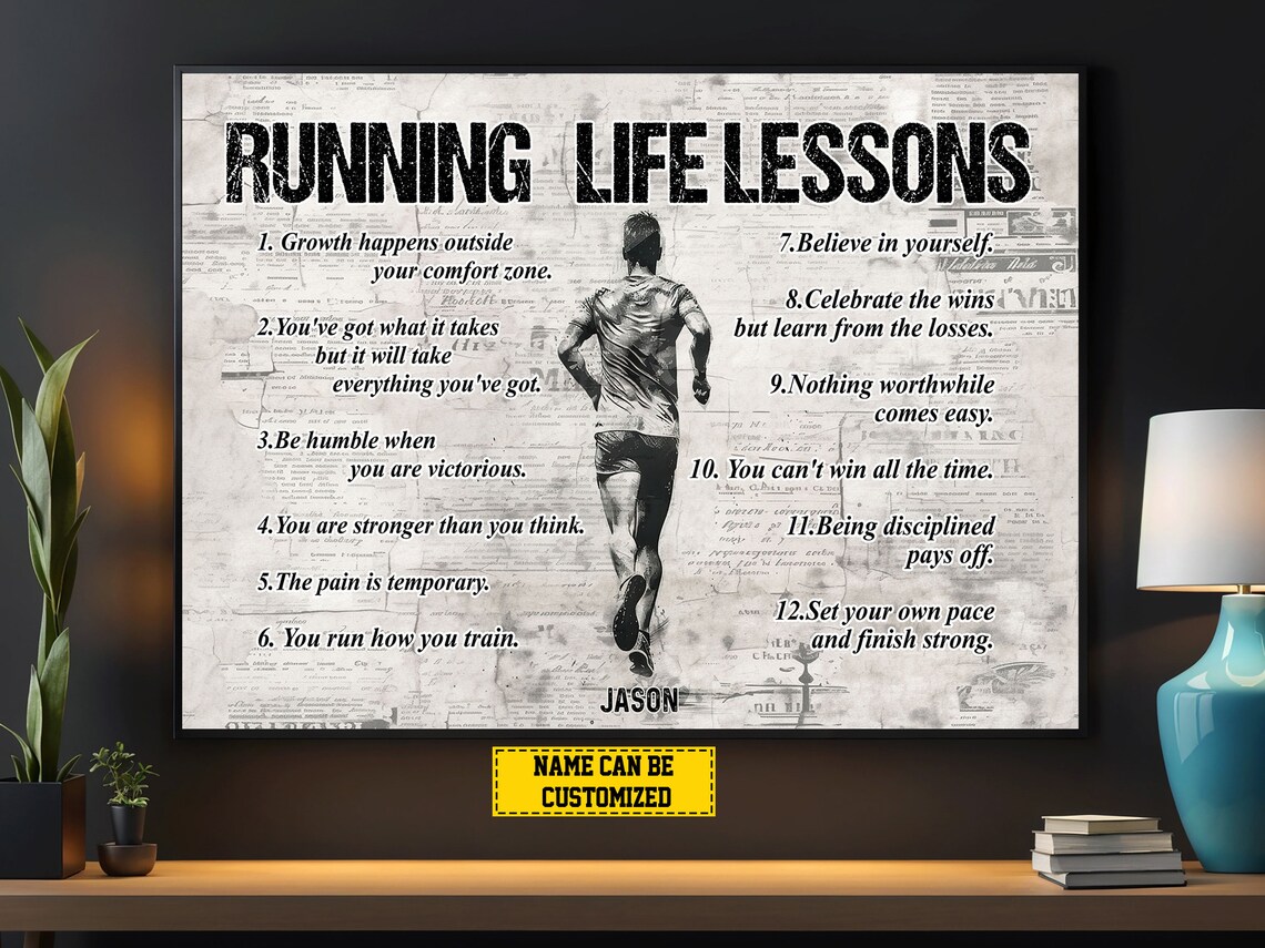 Personalized Running Life Lessons Canvas Print - Motivational Poster - Etsy