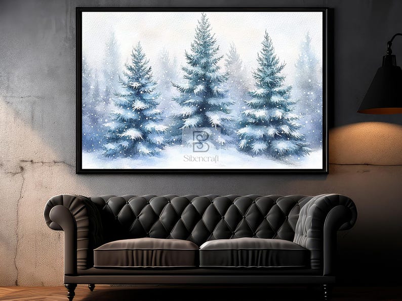 Snowy Pine Trees Canvas Print, Winter Forest Landscape Poster - Etsy