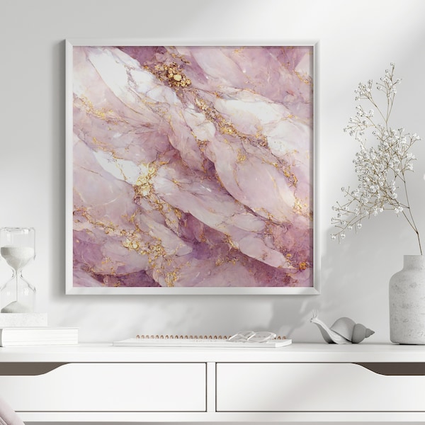Blush Pink Marble Abstract Art, Pink and gold marble, Gold flecks, Pink gemstone modern art, Marble canvas art, pink abstract wall art