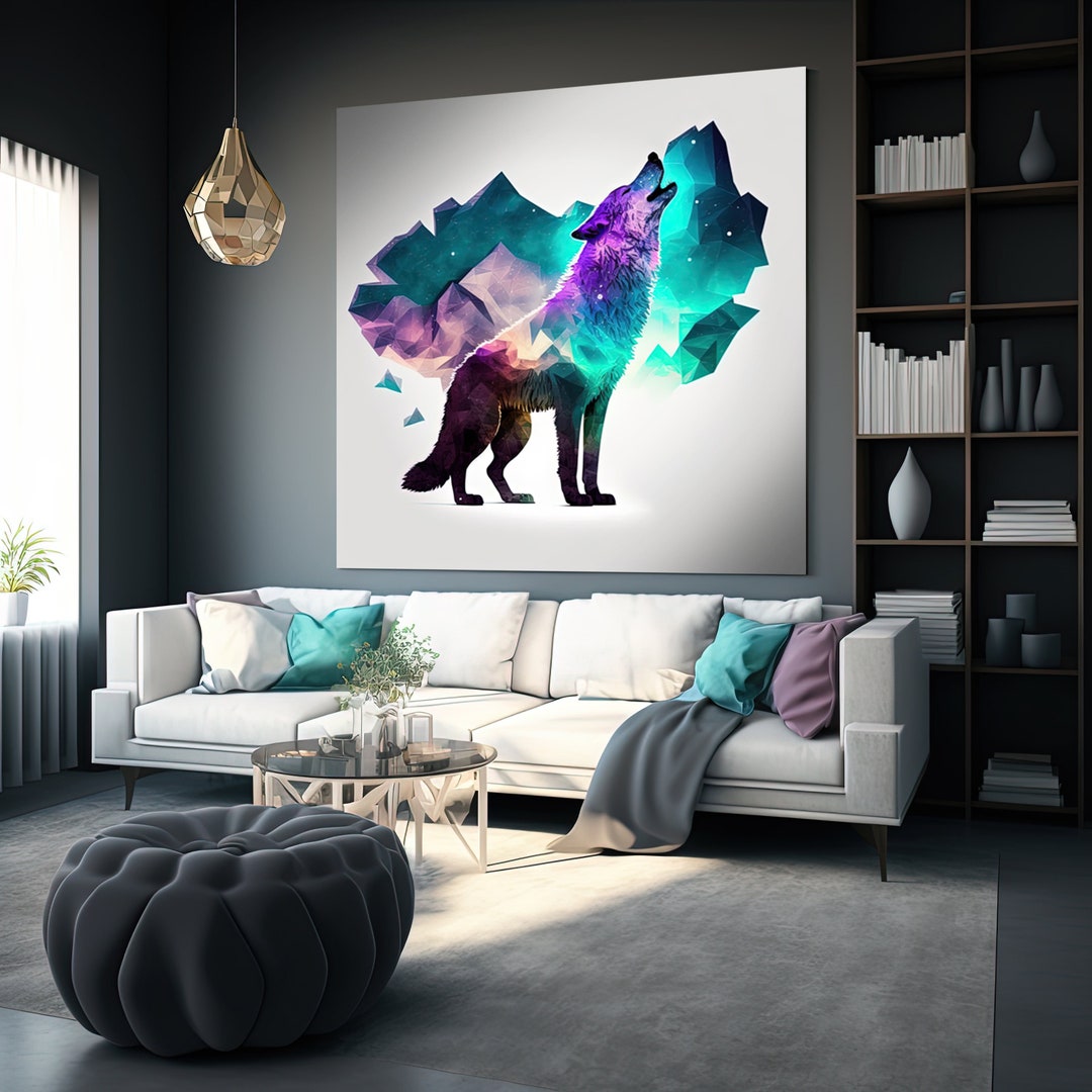 Howling Wolf Abstract Art, Wolf Howling Modern Art, Pacific Northwest Art, Pnw Art, Howling