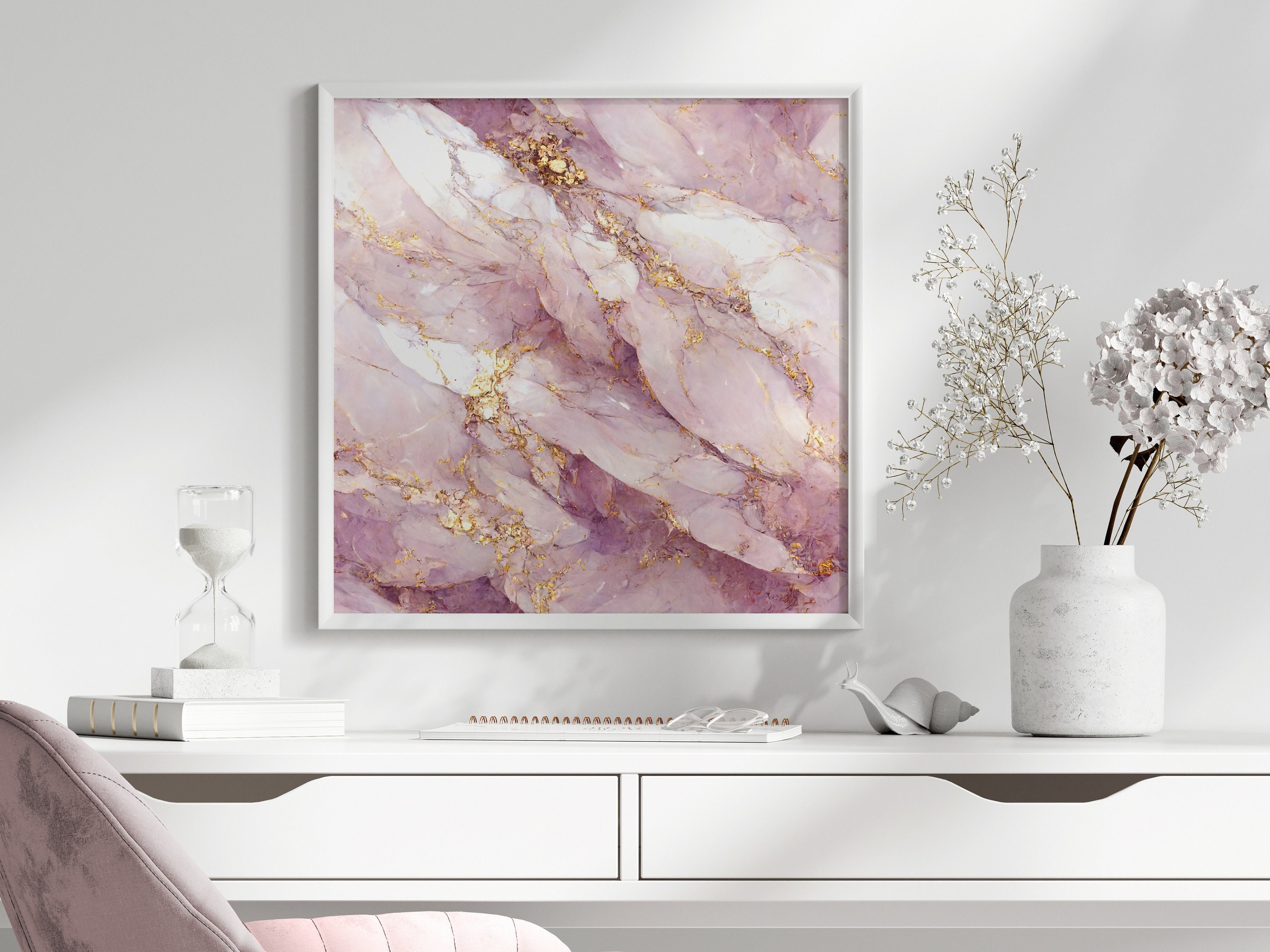Blush Pink Marble Abstract Art, Pink and Gold Marble, Gold Flecks, Pink ...