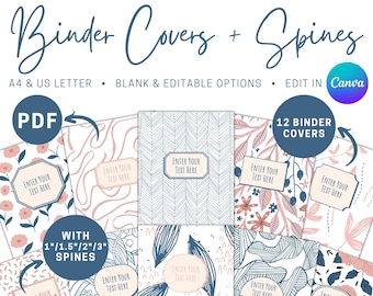 Binder Cover & Spine Set Blue Blush | Editable Binder Covers | Printable Binder Cover | Student Teaching Binder Cover PDF | Preppy Planner