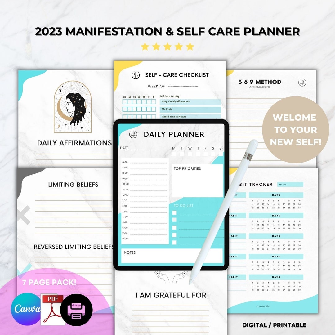 MANIFESTATION & SELF CARE Digital / Printable Planner for 2023 Increase ...