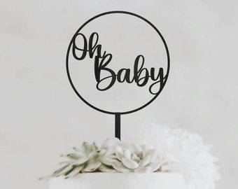 Topper de pastel personalizado Oh Baby, topper de pastel de baby shower, topper de pastel de revelación de género, decoraciones personalizadas de baby shower Oh