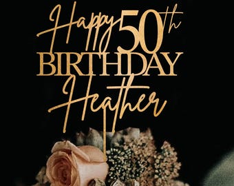 50th Birthday Cake Topper, Happy 50th Birthday Cake Topper, Custom 50th Birthday Cake topper, Personalized Birthday Topper