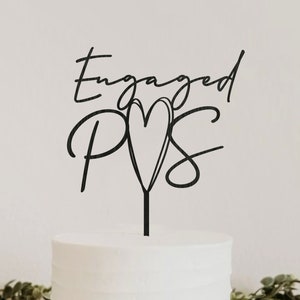 Custom Wood Engaged Cake Topper: Personalized Mr & Mrs Anniversary Decor