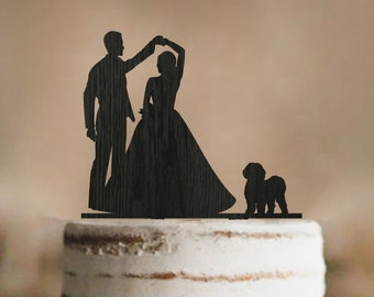 Adorno para tarta de boda de perro personalizado: silueta de pareja, raza personalizada