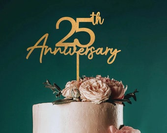 Elegant 25th Anniversary Cake Topper Gold, 25th Anniversary Topper, Custom Anniversary Topper, Anniversary Gifts