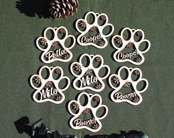 Personalized Dog Paw Christmas Ornament, Custom Pet Christmas Ornament Animal 2023, Pet Christmas Tree Decor Wood Ornament