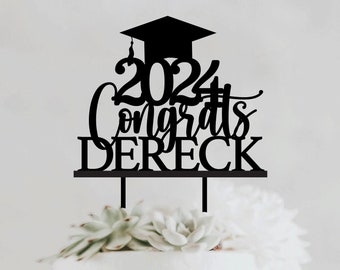 2024 Topper de pastel de graduación personalizado, topper de pastel de gorra de graduación personalizado, topper de regalo de graduación