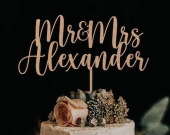 Wedding Cake Topper personalizzato, Topper torta nuziale rustico, Mr e Mrs Cake Toppers per matrimonio, Toppers torta nuziale personalizzata, Anniversario