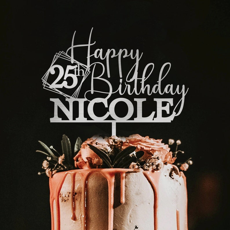 Personalized 25th Birthday Cake Topper: Handcrafted Wood - Etsy