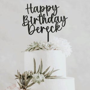 Personalized Birthday Cake Topper: Cursive Wooden Script - Etsy