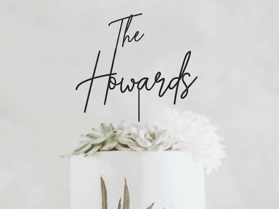 Wedding Cake Topper with Custom Script Last Name - Cake Topper for Wedding, Mr and Mrs Cake Toppers, Wedding Personalized Gift