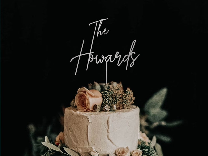 metalic silver custom wedding cake topper