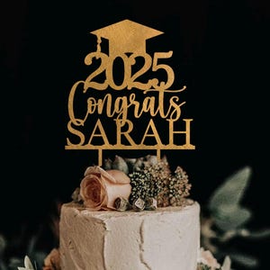 2025 Gold Graduation Cake Topper Custom, Graduation Cap Cake Topper Personalized, Graduation Gift Topper