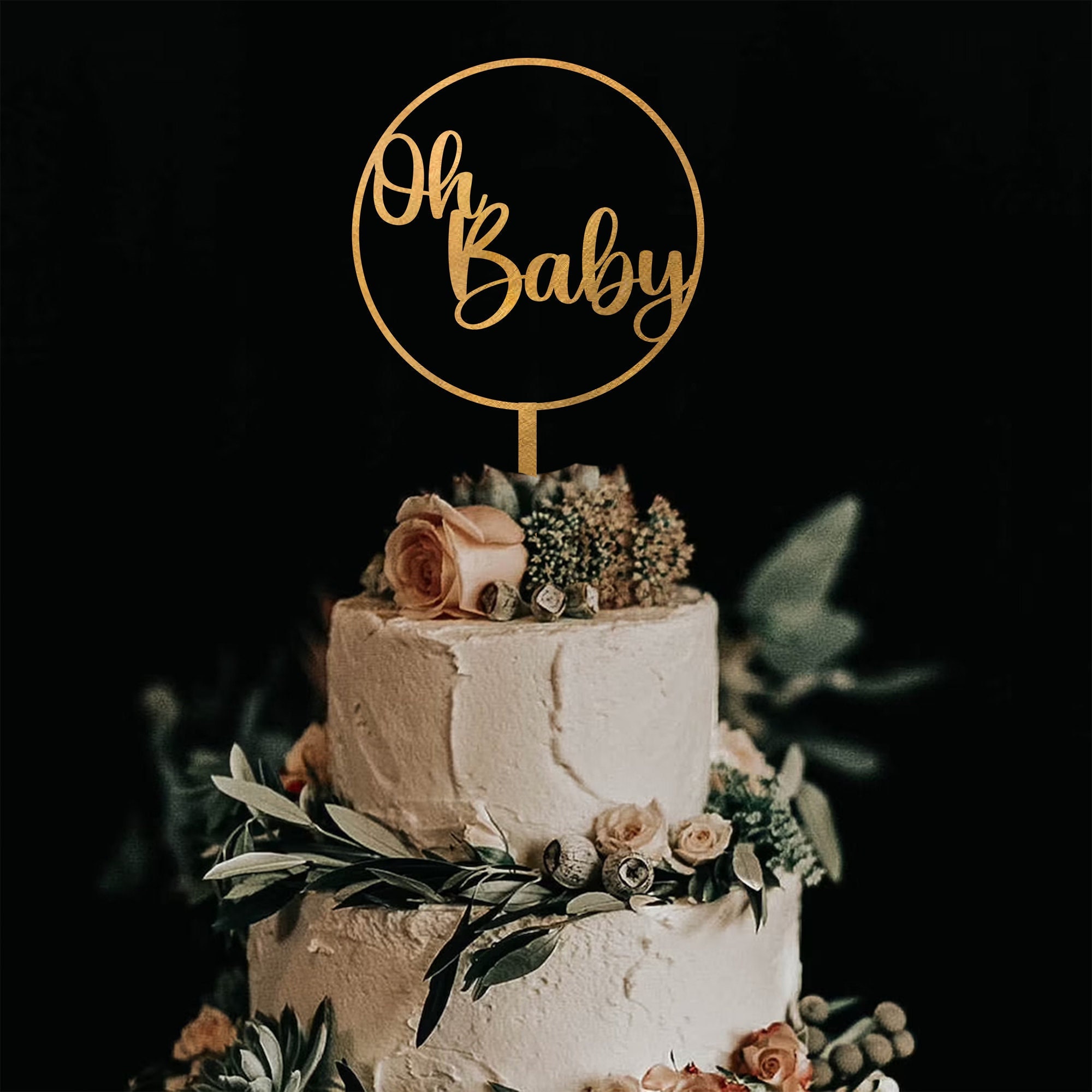 Custom Oh Baby Personalized Cake Topper, Baby Shower Cake Topper, Gender Reveal Cake Topper, Custom Oh Baby Shower Decorations