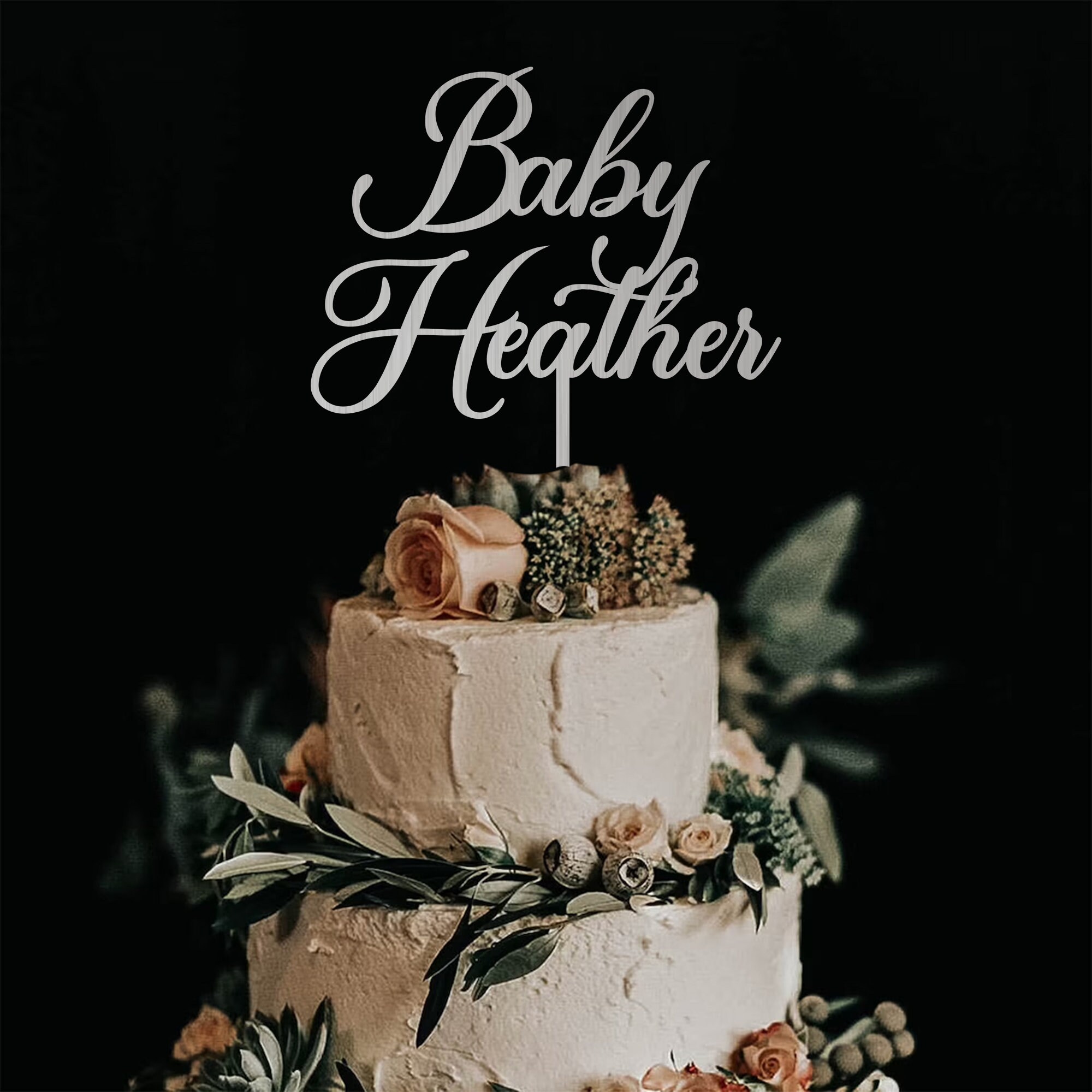 Gepersonaliseerde babyshowertaarttopper: aangepaste houtkalligrafie - Etsy  België, image size:2000x2000