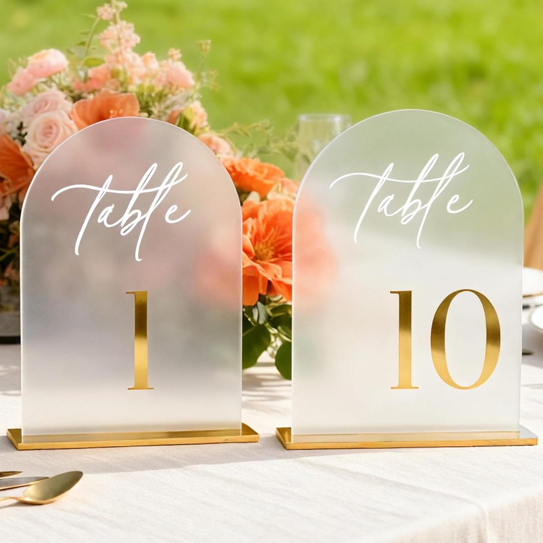 Wedding Acrylic Gold Table Numbers - Acrylic Table Sign - Wedding Table ...