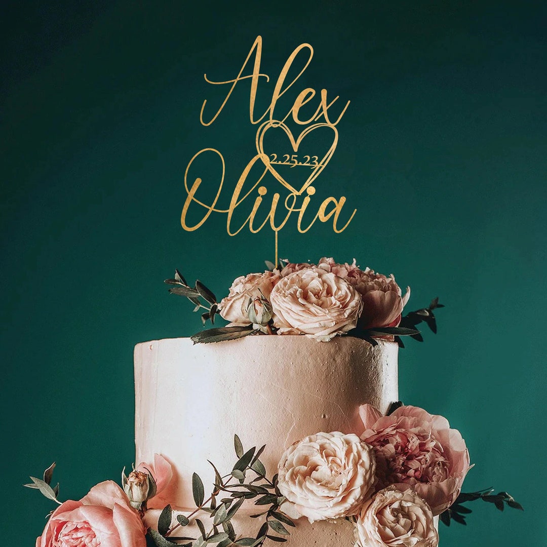 Cake Topper Inscription Sample Wedding Cake Topper – Personalized Script Last or First Names in Wood ...