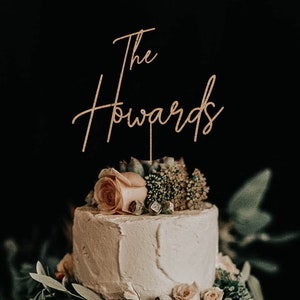 Custom wedding cake topper in wood