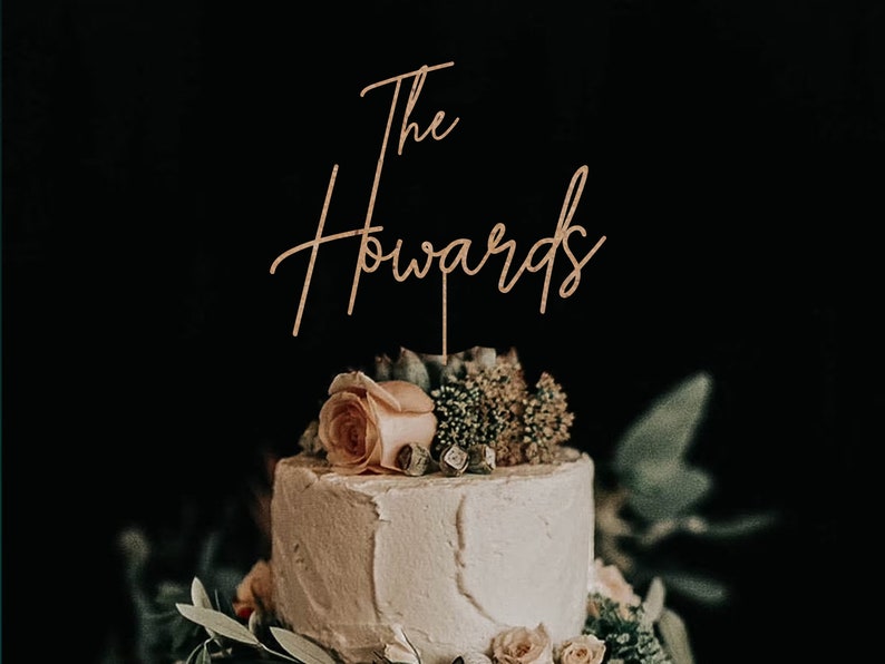 Custom wedding cake topper in wood
