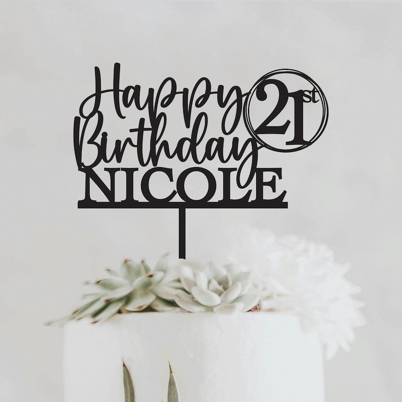 Personalized Birthday Cake Topper: Custom Name & Age, MDF Wood - Etsy