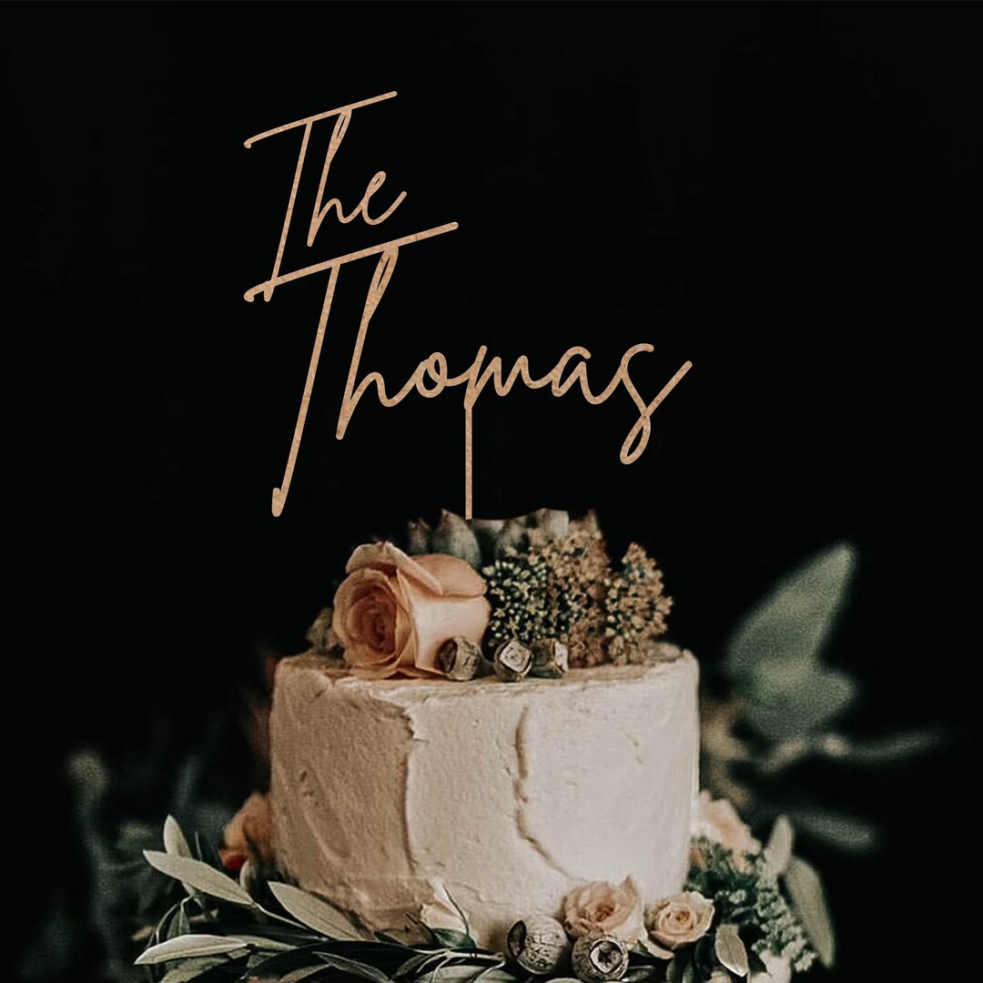 Rustic Custom Thin Script Wedding Cake Topper Personalized - Etsy